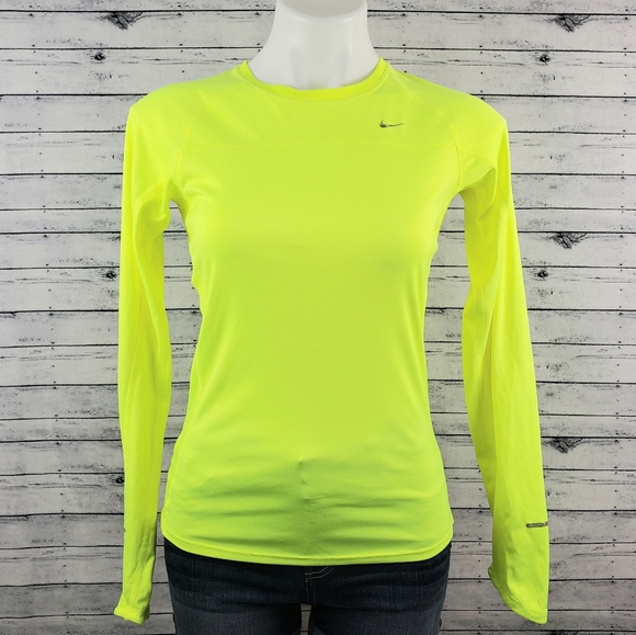 Nike Tops - Nike Long Sleeve Running Shirt in Volt Yellow Sz S